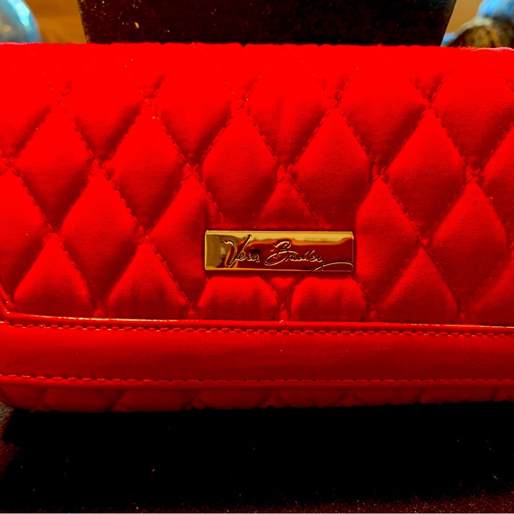 Vera Bradley Quilted Red Nylon and Patent wallet